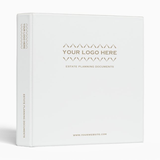 Elegant White and Gold Estate Planning Binder (Front/Spine)