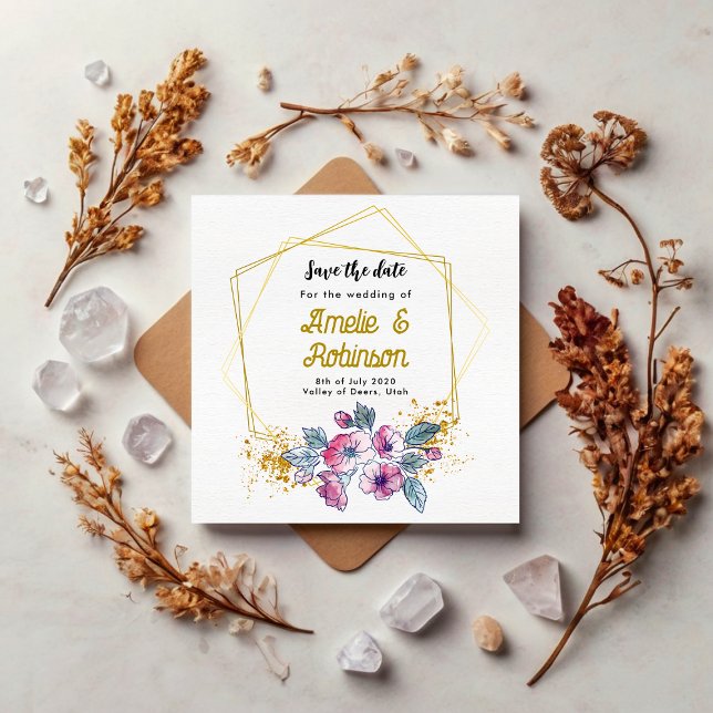 Elegant White and Gold Floral Modern Unique Save The Date (Creator Uploaded)