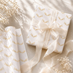 Elegant White and Gold Floral Swag Wedding Wrapping Paper Sheet