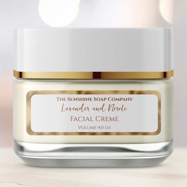Elegant White and Gold Foil Cosmetics Jar Label (Creator Uploaded)