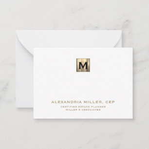 Elegant White and Gold Initial Logo Card