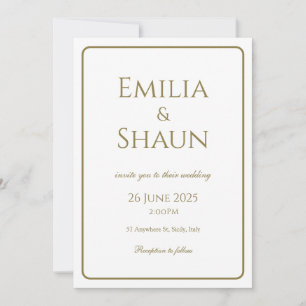 Elegant White and Gold Invitation