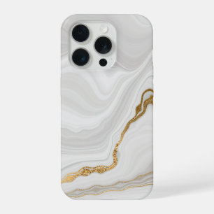 Elegant White And Gold Marble iPhone 15 Pro Case
