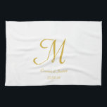 Elegant White and Gold Monogram Name  Kitchen Towel<br><div class="desc">Simple Elegant White and Gold Monogram Name Kitchen towel</div>