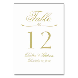 Elegant White and Gold Monogram Wedding Table Number