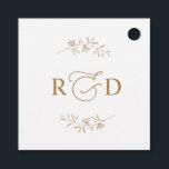 Elegant White and Gold Monogram Wedding Thank You Favour Tags<br><div class="desc">Designed to coordinate with our Romantic Script wedding collection,  this customizable tag,  features a calligraphy graphic thank you,  paired with a classy serif font in gold. Matching items available.</div>
