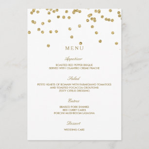 Elegant White and Gold Polka Dots Wedding Menu