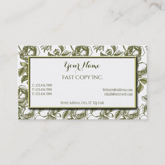 Elegant White and Gold Roses Custom Business Cards (Front)