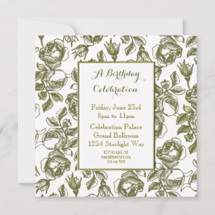 Elegant White and Gold Roses Custom Invitations