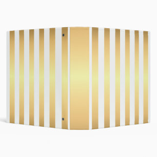 Elegant White and Gold Stripes Pattern Binder