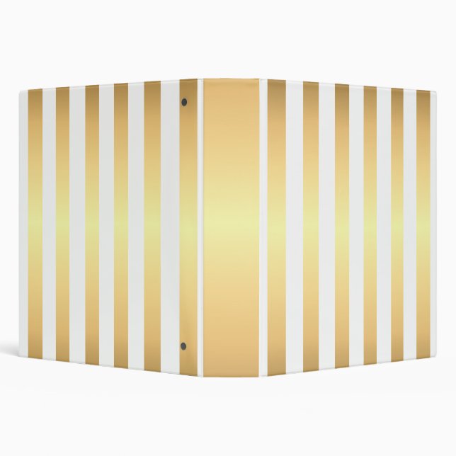 Elegant White and Gold Stripes Pattern Binder (Background)