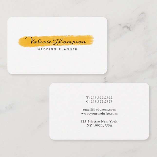 Elegant White and Gold Stroke Signature Business Card (Front/Back)