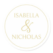 Elegant White and Gold Wedding Envelope Sticker