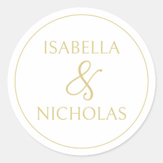 Elegant White and Gold Wedding Envelope Sticker