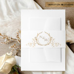 Elegant White and Gold Wedding Hand Drawn Monogram Invitation Belly Band<br><div class="desc">Enhance your invitation suite with this elegant fine hand drawn monogrammed wedding belly band with couple's initials in golden hues over a white background (which can be changed to any other colour you like by selecting "customize further"). Elegant monogrammed crest. Note: typography is not in real foil, but rather print...</div>