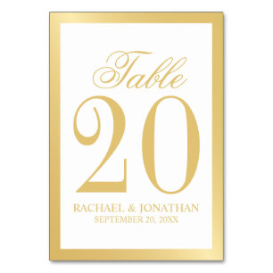 Elegant White and Gold Wedding Table Number