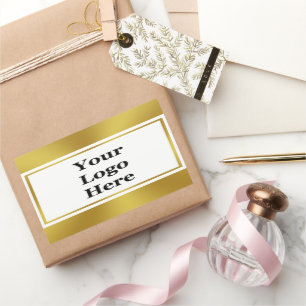 Elegant White and Gold Your Logo Here Template Sticker