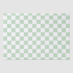 Elegant White and Green Chequerboard Tissue Paper