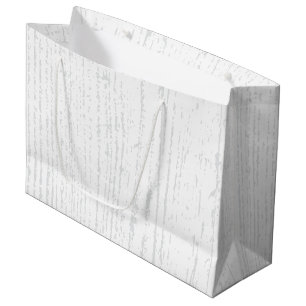 Elegant White And Grey Wood Grain Large Gift Bag