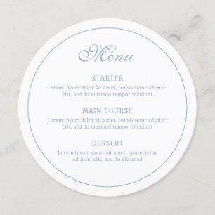 Elegant White and Light Blue Round Menu
