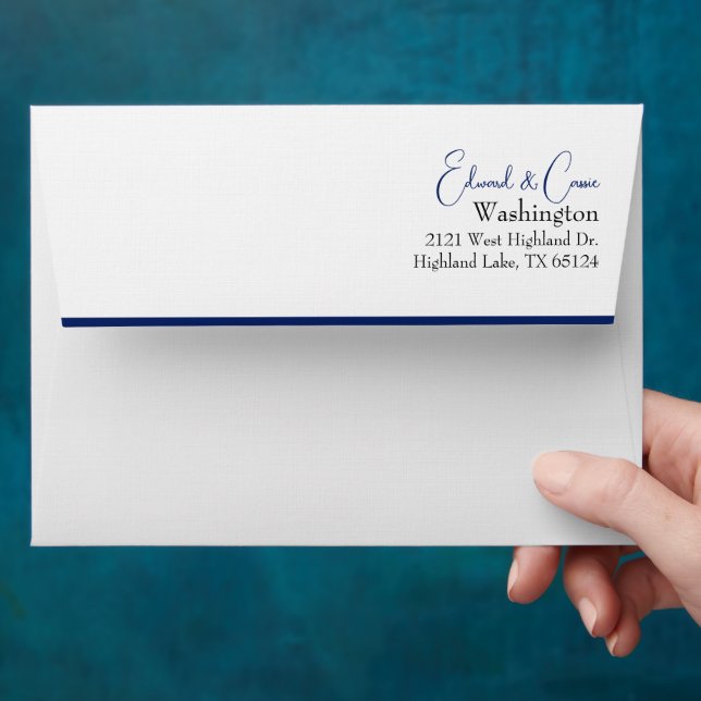 Elegant White and Navy Blue Envelope (Hand)
