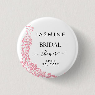 Elegant White and pink  Bridal Shower Welcome 1 Inch Round Button