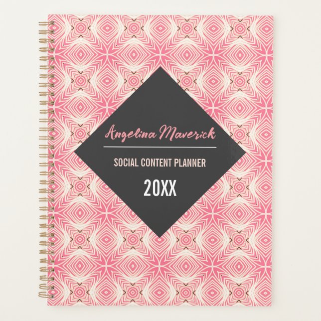 Elegant White and Pink Flowers Pattern Planner (Front)