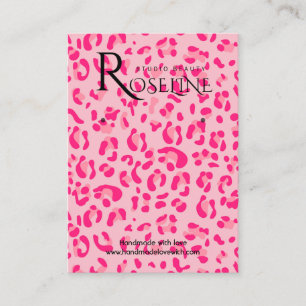 Elegant white and pink Leopard Print Display Card