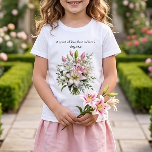 Elegant White and Pink Lily Bouquet Floral T-Shirt