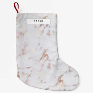 Elegant white and pink marble small christmas stocking
