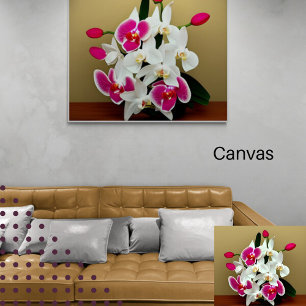 Elegant white and pink orchids bouquet digital canvas print