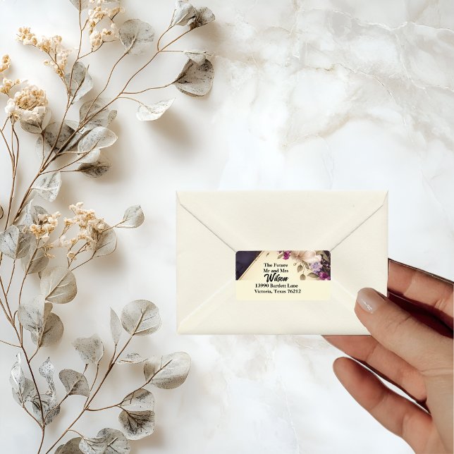 Elegant White and Purple Flowers Return Address Label (Creator Uploaded)
