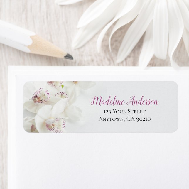 Elegant White and Purple Orchids Return Address (Insitu)