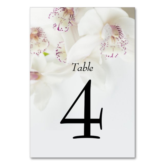 Elegant White and Purple Orchids | Wedding Table Number (Front)