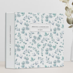 Elegant White and Sage Eucalyptus Recipe Binder