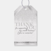 Elegant White and Silver Glitter Package Thank You