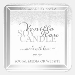 Elegant White and Silver Product Packaging Labels