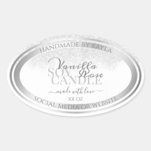 Elegant White and Silver Product Packaging Labels