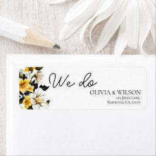 Elegant White and Yellow Floral Wedding Address
