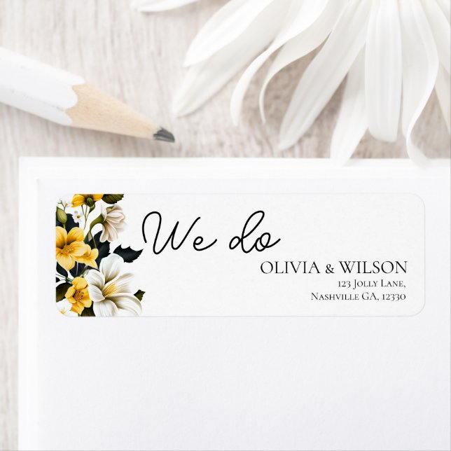 Elegant White and Yellow Floral Wedding Address (Insitu)