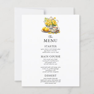 Elegant White and Yellow Floral Wedding Menu