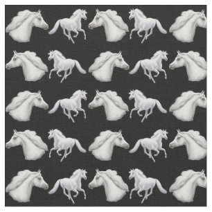 Elegant White Arabian Horse Fabric