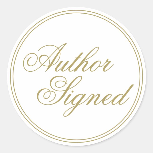 Elegant White Author Signed Classic Round Sticker (Front)