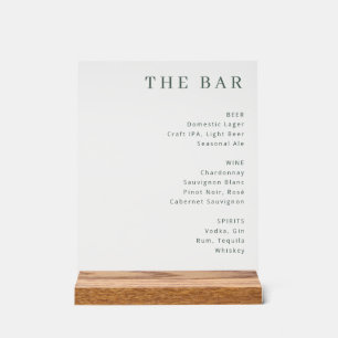 Elegant White Beverage Guide Acrylic Sign