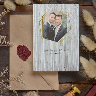 Elegant White Birch Trees Add a Photo  Invitation