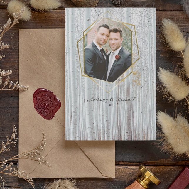 Elegant White Birch Trees Add a Photo  Invitation (Creator Uploaded)