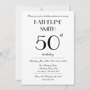 Elegant White Birthday Party Invitations