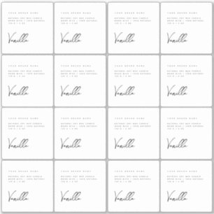 Elegant white black candle product label