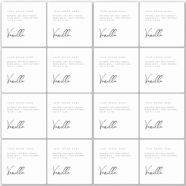 Elegant white black candle product label (Front)