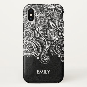 Elegant White & Black Floral Paisley Lace 2 Case-Mate iPhone Case